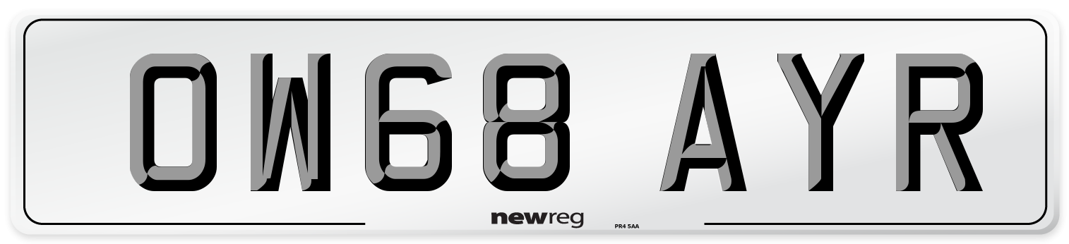 OW68 AYR Number Plate from New Reg